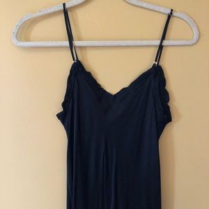 Black silk slip maxi dress